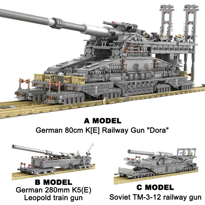 3846PCS WW2 Tedesco Gustav Modello Pesante Blocchi di Costruzione Dora Carro Armato Treno Cannone TM3-12 Ferrovia Assemblare Mattoni Giocattolo Regalo Per Il Capretto Ragazzo