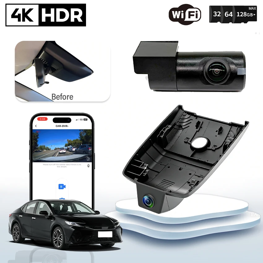 

Plug and play Car DVR Dash Cam Driving Recorder 4K 2160P Modification Accessories Parts For Toyota Camry 8th/9th Gen 2019-2024
