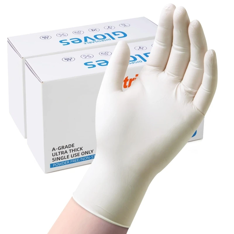 White Nitrile Disposable Gloves 4mil Food Grade Home Cleaning Gloves Textured Latex Free Food Pre Cooking Kitchen Working Gloves