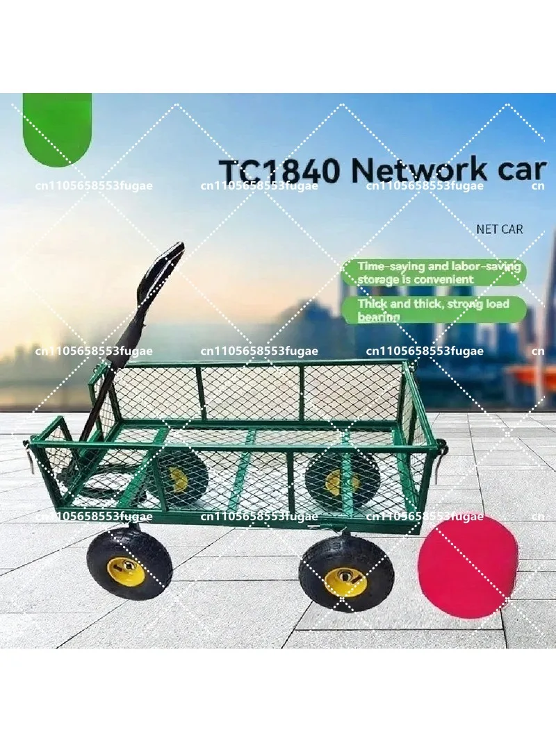 Heavy Duty Utility Cart 4 Wheel Trailer Wagon for Warehouse Cargo Truck Agricultural Garden Handcart