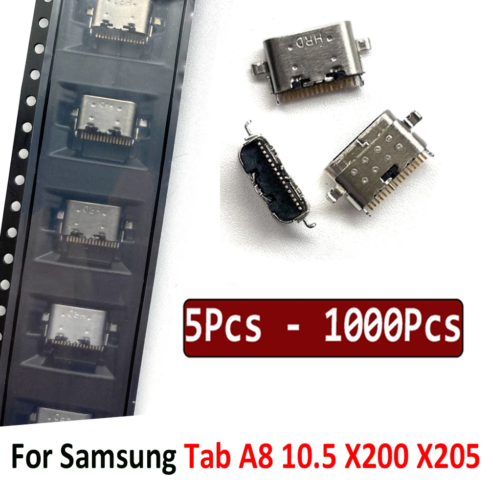 5Pcs - 1000Pcs，Micro USB Jack Charging Socket Charger Port Plug Dock Connector For Samsung Tab A8 10.5 X200 X205