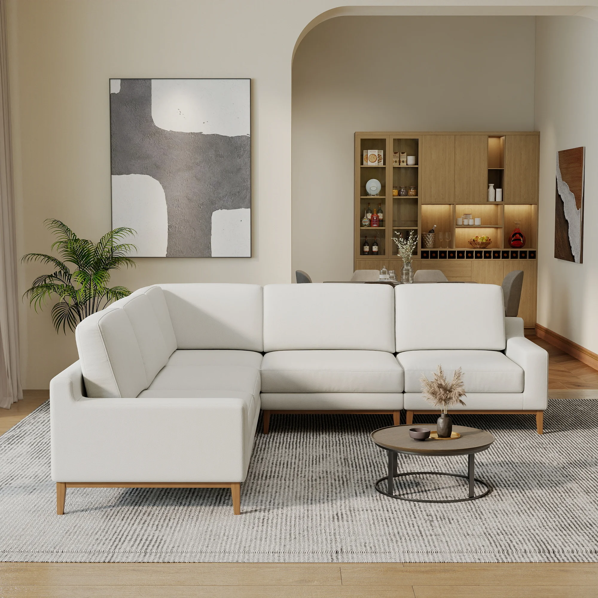Modern Modular Sofa Set L-Shaped Combination Sofa, Removable and Washable Sofa Set, Easy Maintenance, Home Furniture Set