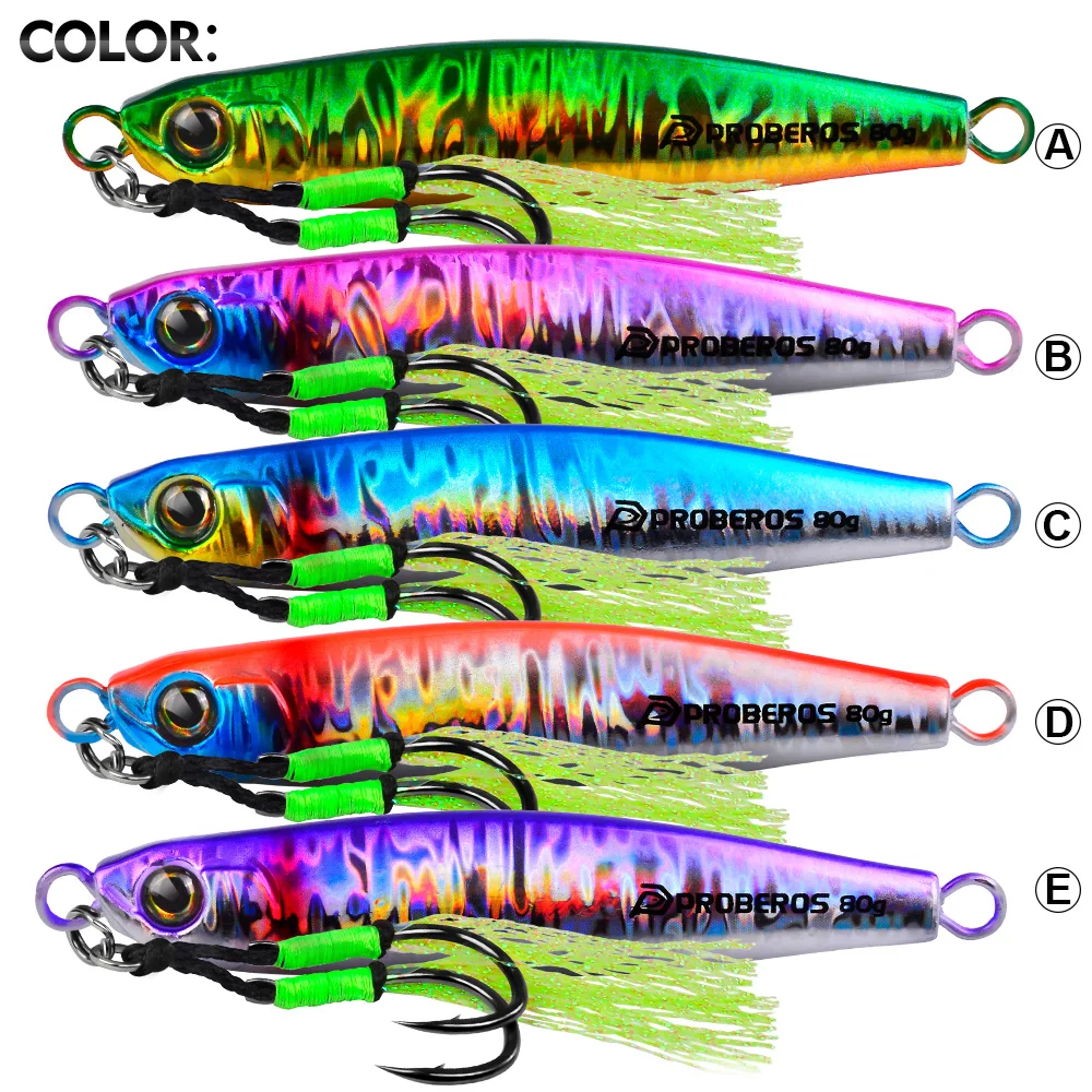 Proberos 1 Stück 3D-Augen Metall-Jig-Köder 35g 40g 60g 80g Bionischer Köder Salzwasser Ufer-Casting Angelköder Angelzubehör Qualitäts-Haken – Detail 1