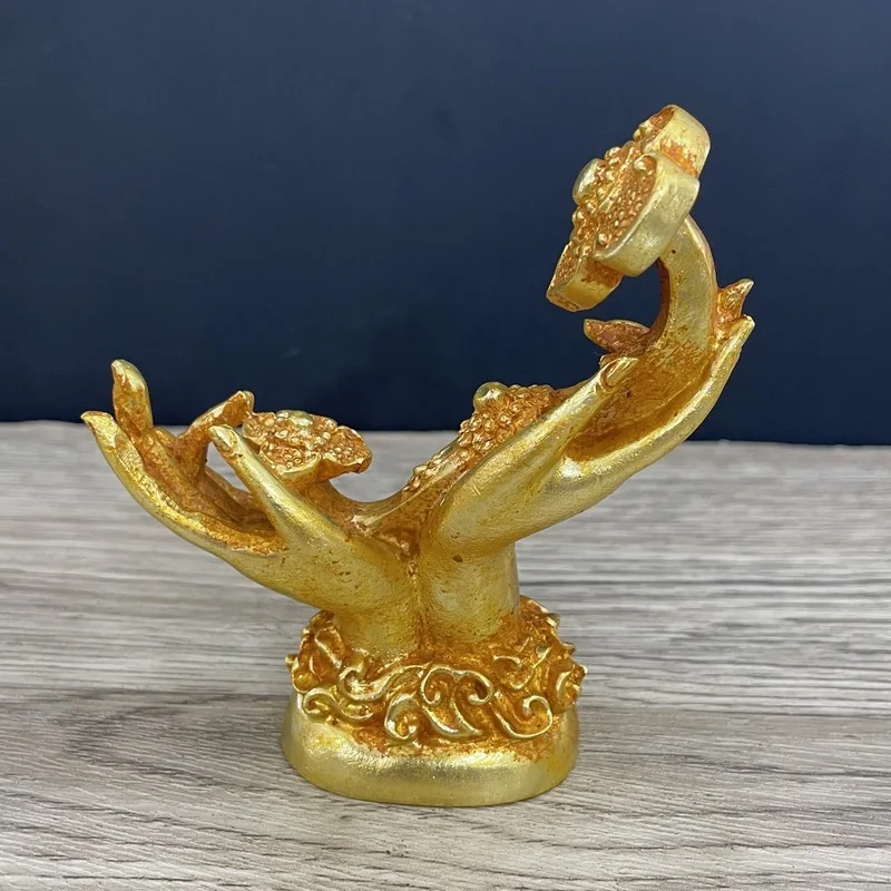 Brass Ornament, Buddha Hand Ruyi Copper Craft, Home Living Room Decoration