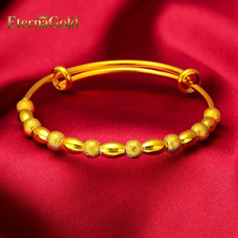 EternaGold  Push-Pull Lucky Bead Bracelet for Women, 24K Gold, AU999 | Engraved 