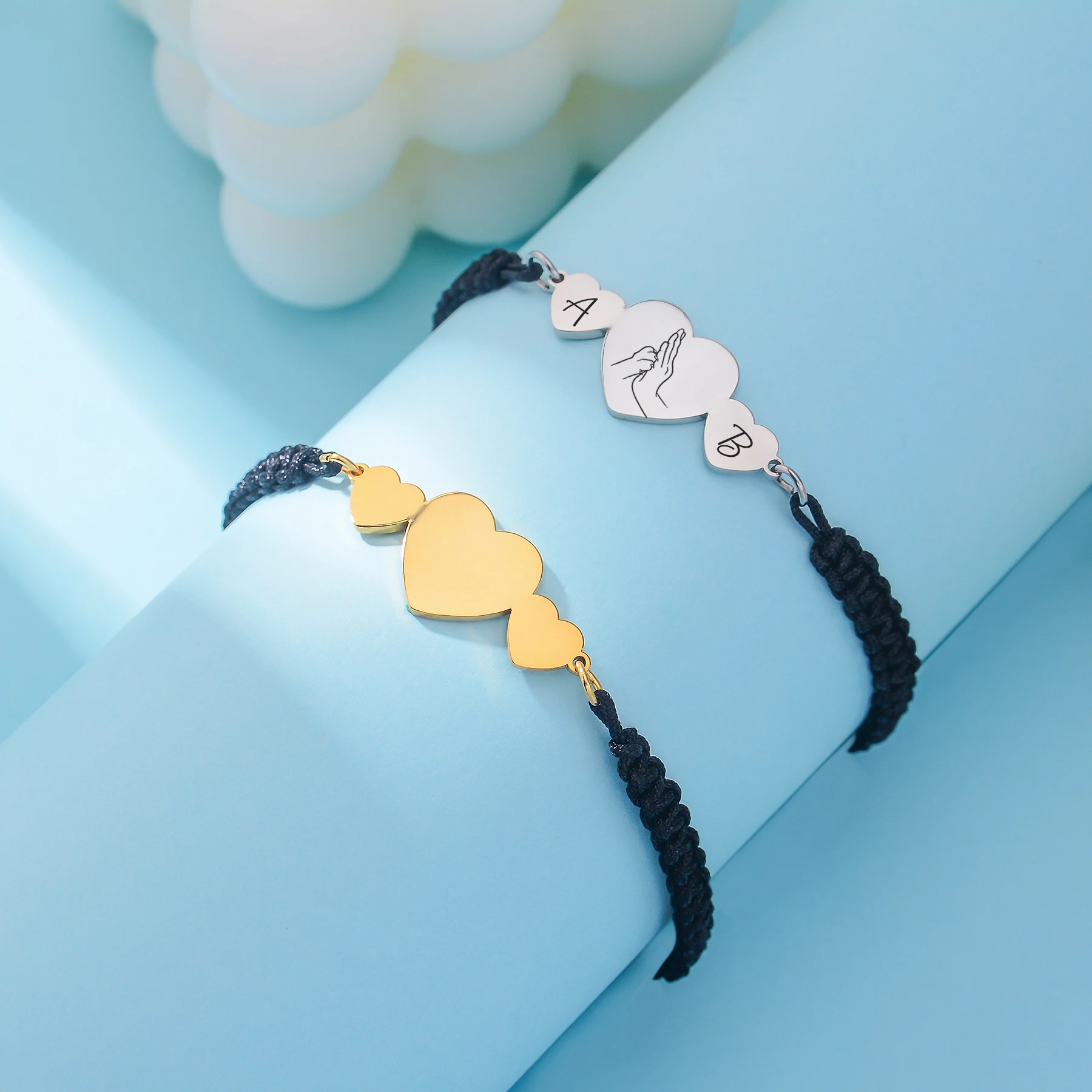 Women Fashion Name Ideas - Gegraveerde naamletter hartvormige gevlochten armbanden voor
