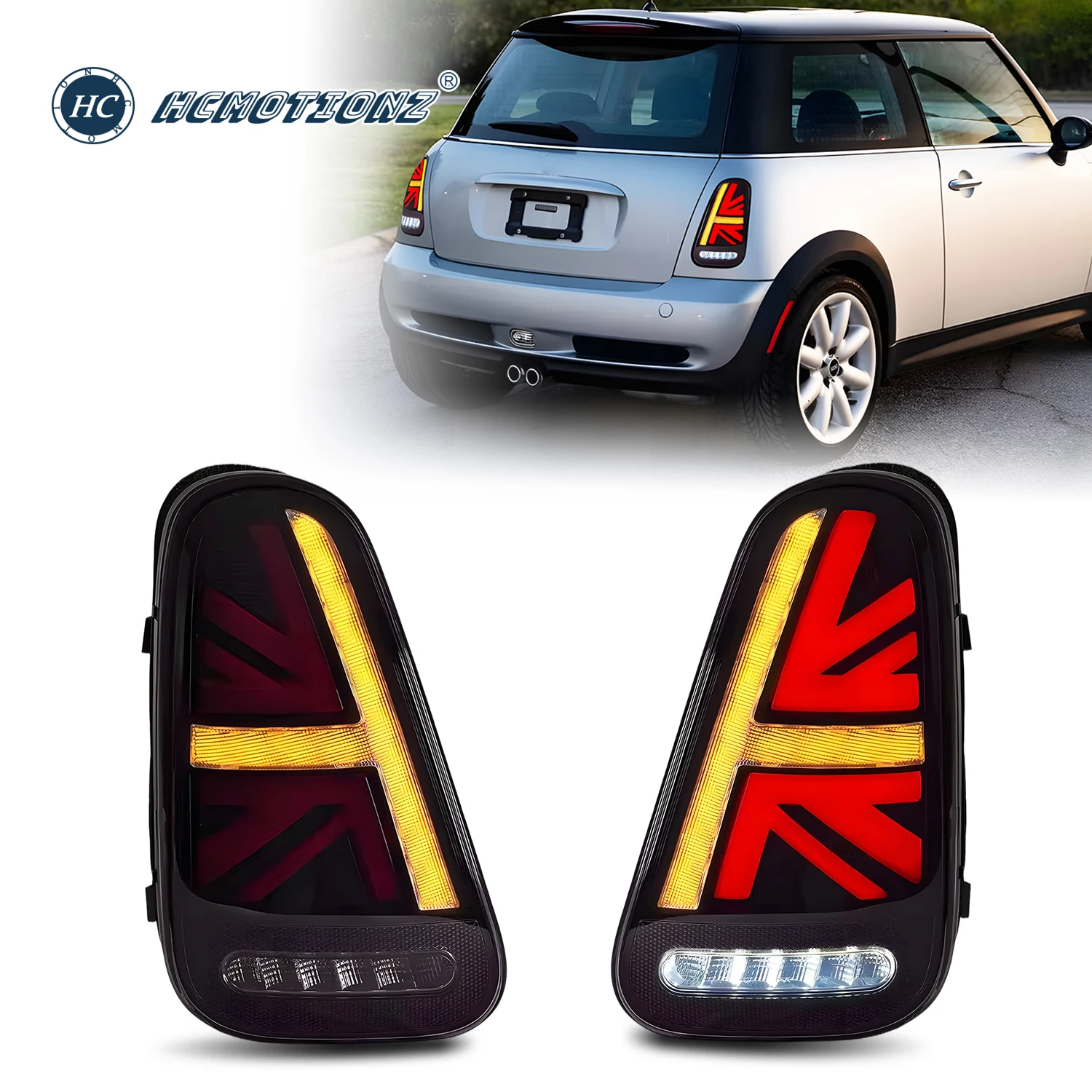 

Задние светодиодные фонари HCMOTIONZ для BMW Mini Cooper S 2001-2006 R50 R52 R53, комплект задних фонарей, дымчато-красные