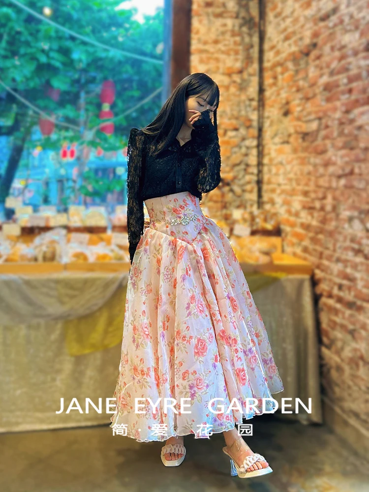 TIYIHAILEY-Langer Maxi-Mesh-Rock für Damen, vierlagige Röcke mit hoher Taille, Blumen-Ballkleid, Mode, rosa Damenröcke XS-XL