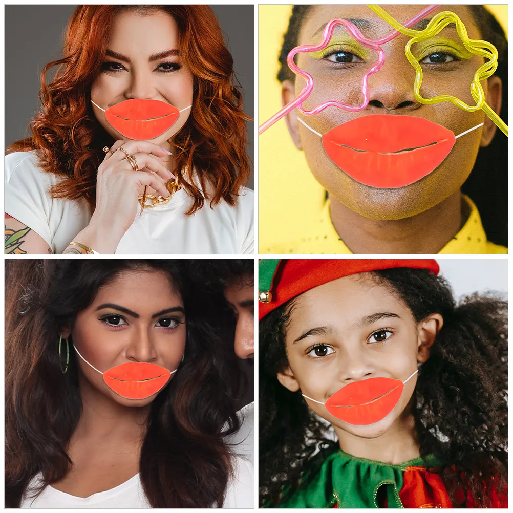 

6Pcs Funny Big Mouth Cosplay Lips Props April Fools Day Joking Facial Costume Party Decor Clown Performance Supplies