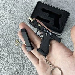 1/3 Mini Gun Keychain Shell Eject Bullets Pistol Shape Key Chain Tactical Keychain Guns Shape Model Gift Cool Keychains for Men