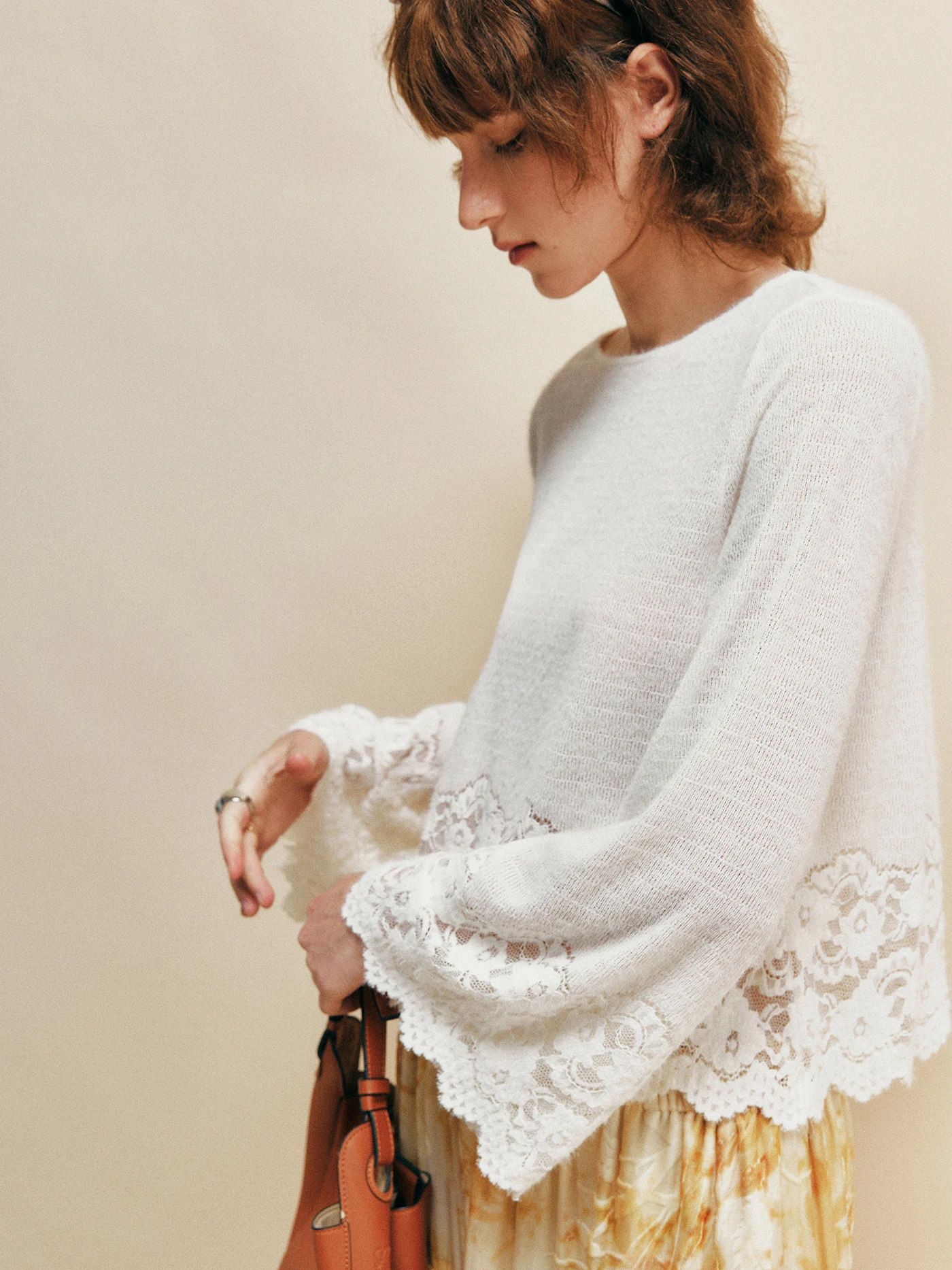 

Ele Hollow out Knitted Sweater Women's Commute Sle Breathable Floral Hook Design Premium Quali Long Sve round Ne