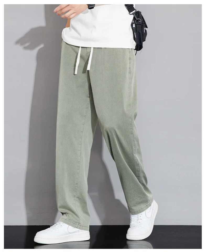 Casual Pants Men's 2026 Spring and Summer Thin Loose Straight Ice Silk Trousers