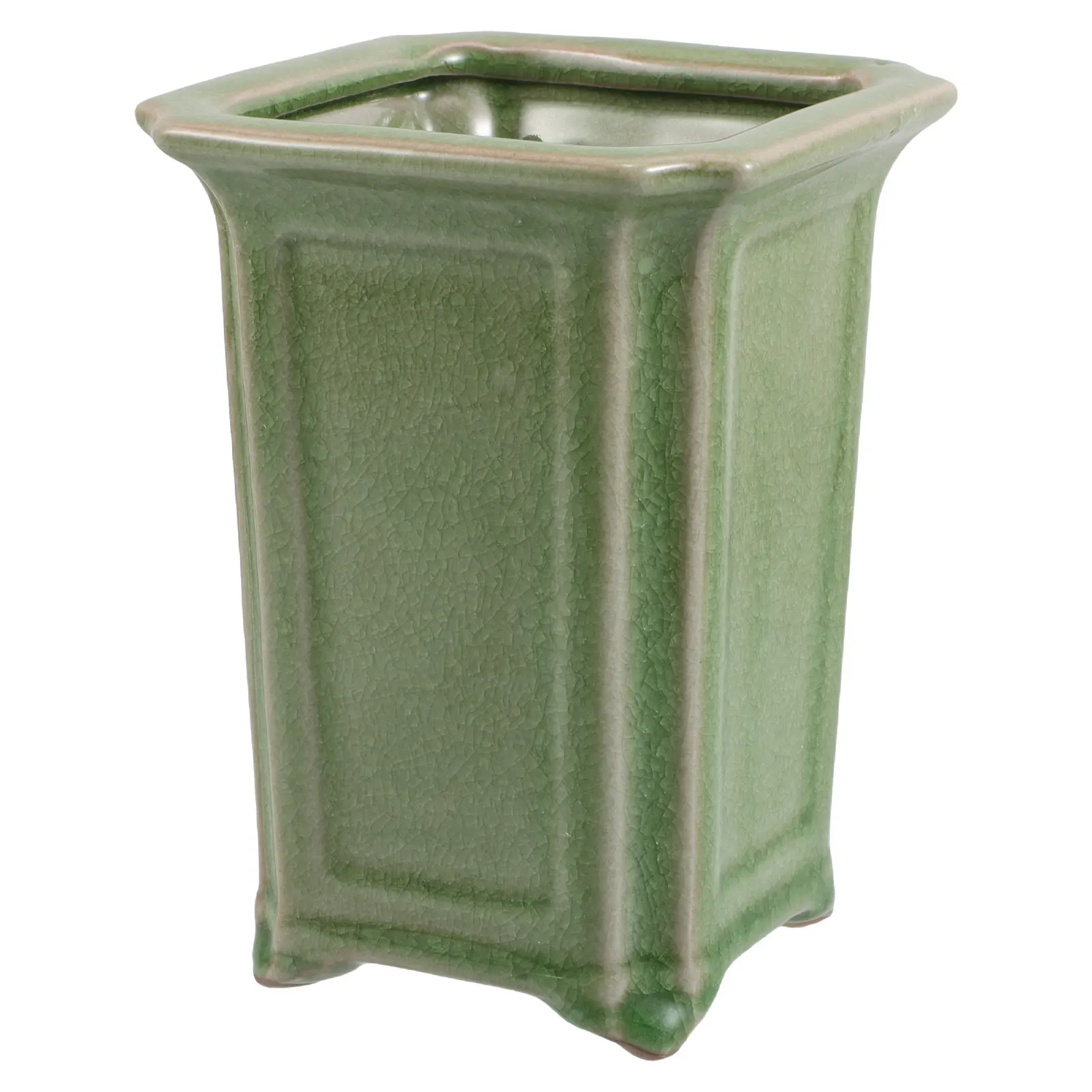 Ceramic Planter Pot Tall Orchid Flower Pot Indoor Desktop Office Decorative Succulent Plant Holder Drainage Hole