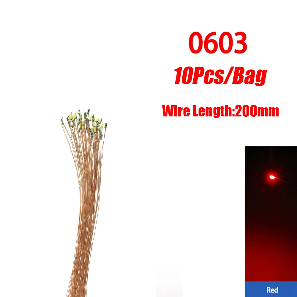 10 teile/los 0402 0603 SMD Lampe Wired Micro Led Vorgelötet Micro Litz Wired Chip 20 cm 3 V Eisenbahn modell Szenen