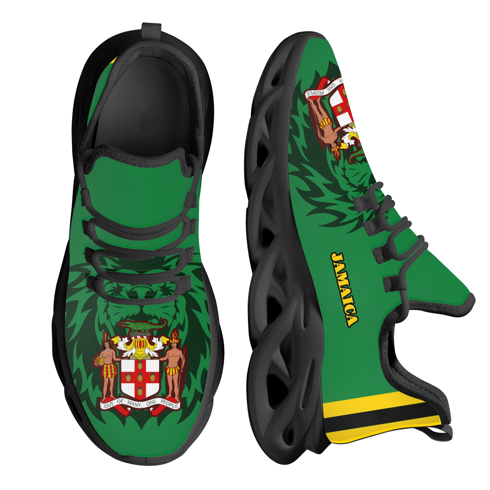 INSTANTARTS Jamaica Flag Print Women's Mesh Swing Sneakers Rasta Rastafari Lion Design Platform Shoes for Ladies Comfort Tennis