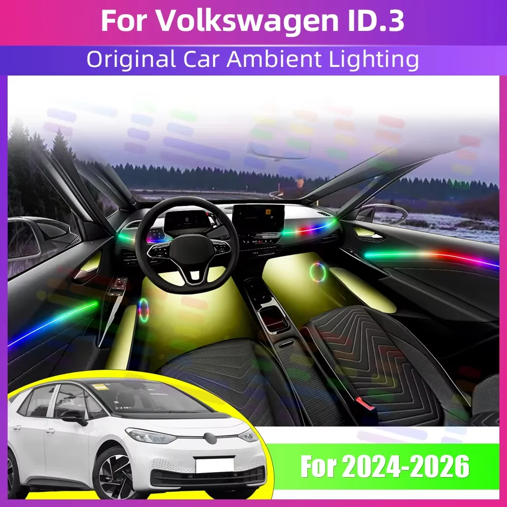 For Volkswagen ID.3 2024 2025 2026 Car Ambient Lighting APP Control Car Interior Ambient Light Energy Saving Efficient Lamp Kit