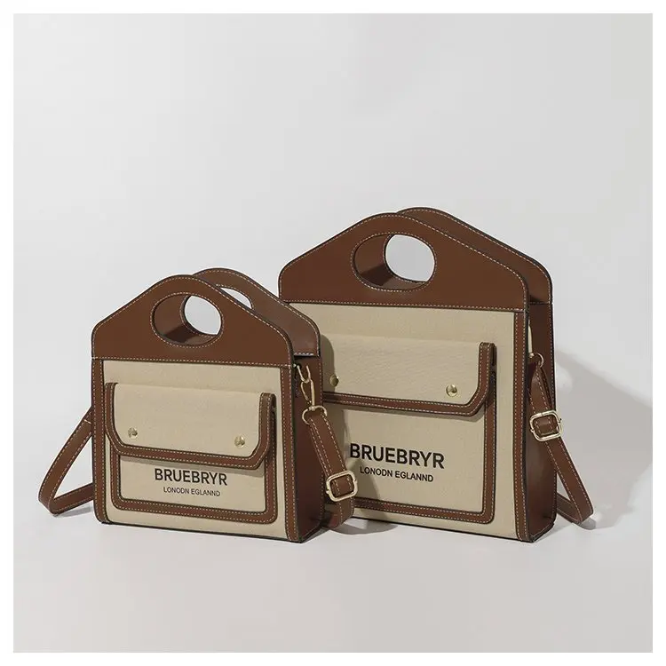 Premium Canvas Tote Bag Women's Light Luxury Shoulder Purse with Full Grain Leather Trim - Beach & Work Commuter Organizer Bag