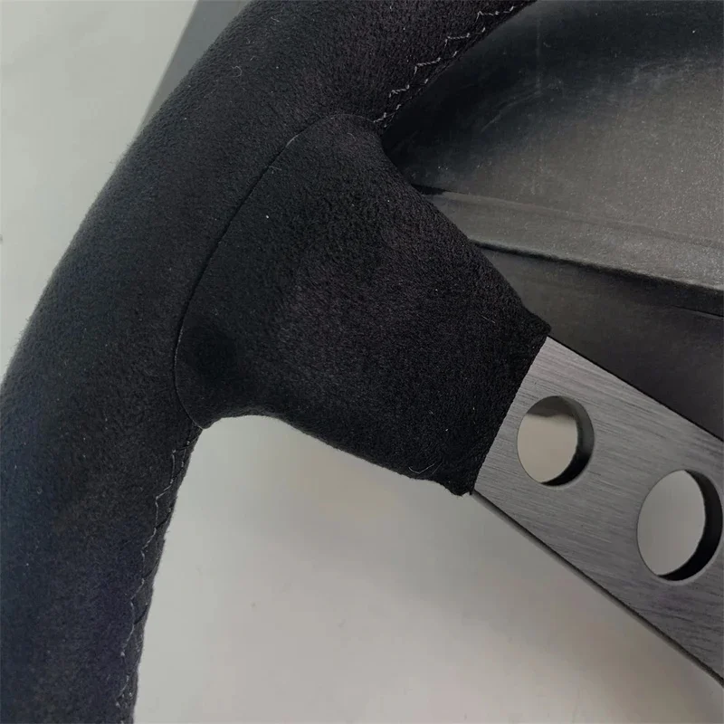 High Quality 14 Inch 350MM Suede Leather Deep Dish Drift Racing Steering Wheel Black Edition