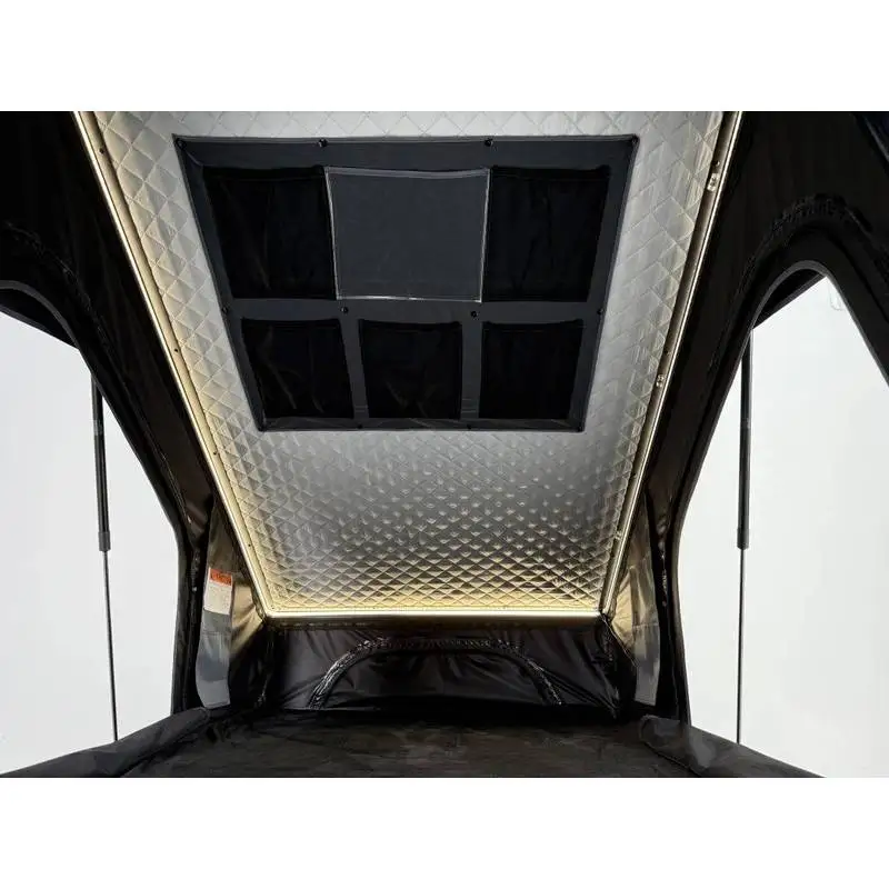 Dual Side Entry Overland 4 Person Waterproof Can Car Rooftop Tent Instant Open Aluminum Alloy Hardshell External X Hinge W