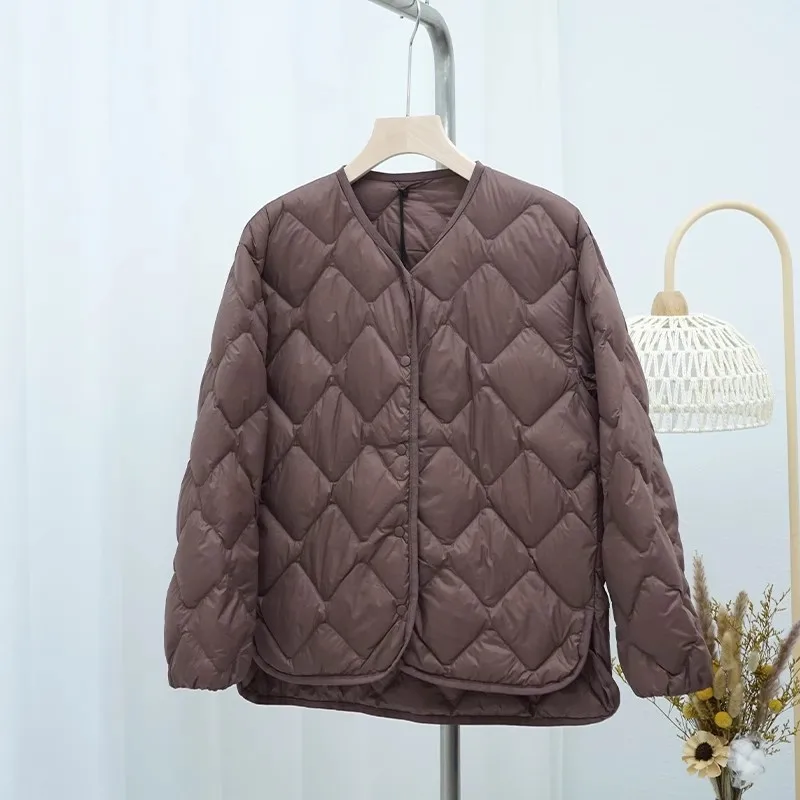 Women Bigsize Down Coat Autumn Winter Warm Light Thin White Duck Down Jacket Female Short Single Breasted Puffer Parkas Outwears