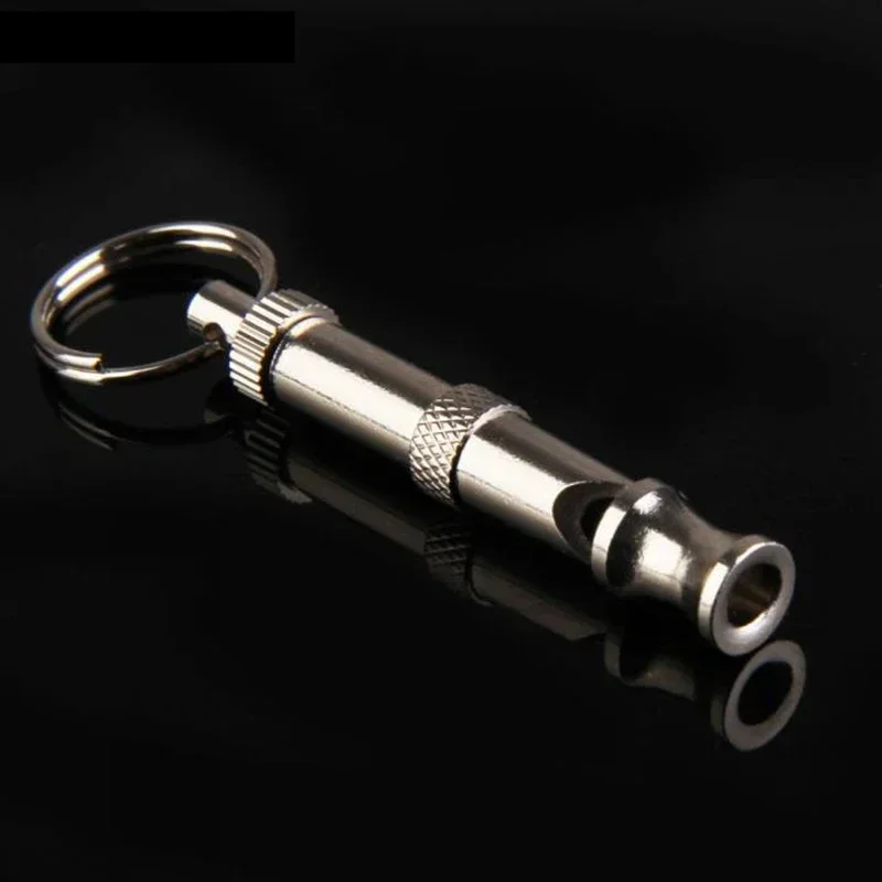 Two-tone Adjustable Pet Dogs Whistle Anti Bark Ultrasonic Sound Dogs Training Flute Interactive Cat Training Toys Keychain