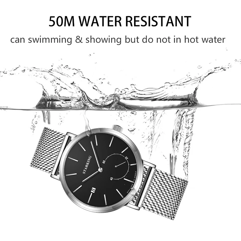 STARKING Design Mechanical Watch Men New In Automatic Watches Simple Top Brand 316L Stainless Steel Wristwatch Waterproof Clock