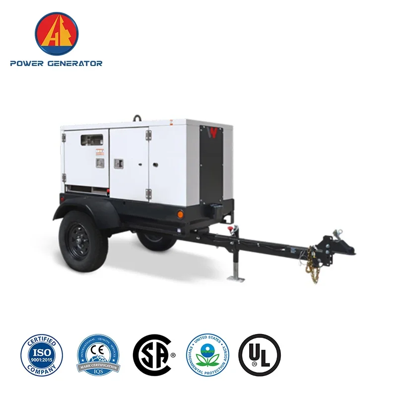 [Event Ready] Rimorchio Mobile Heavy Dty Generatore di energia diesel da 20 kW Sistema di protezione doppio Serbatoio carburante di grandi dimensioni