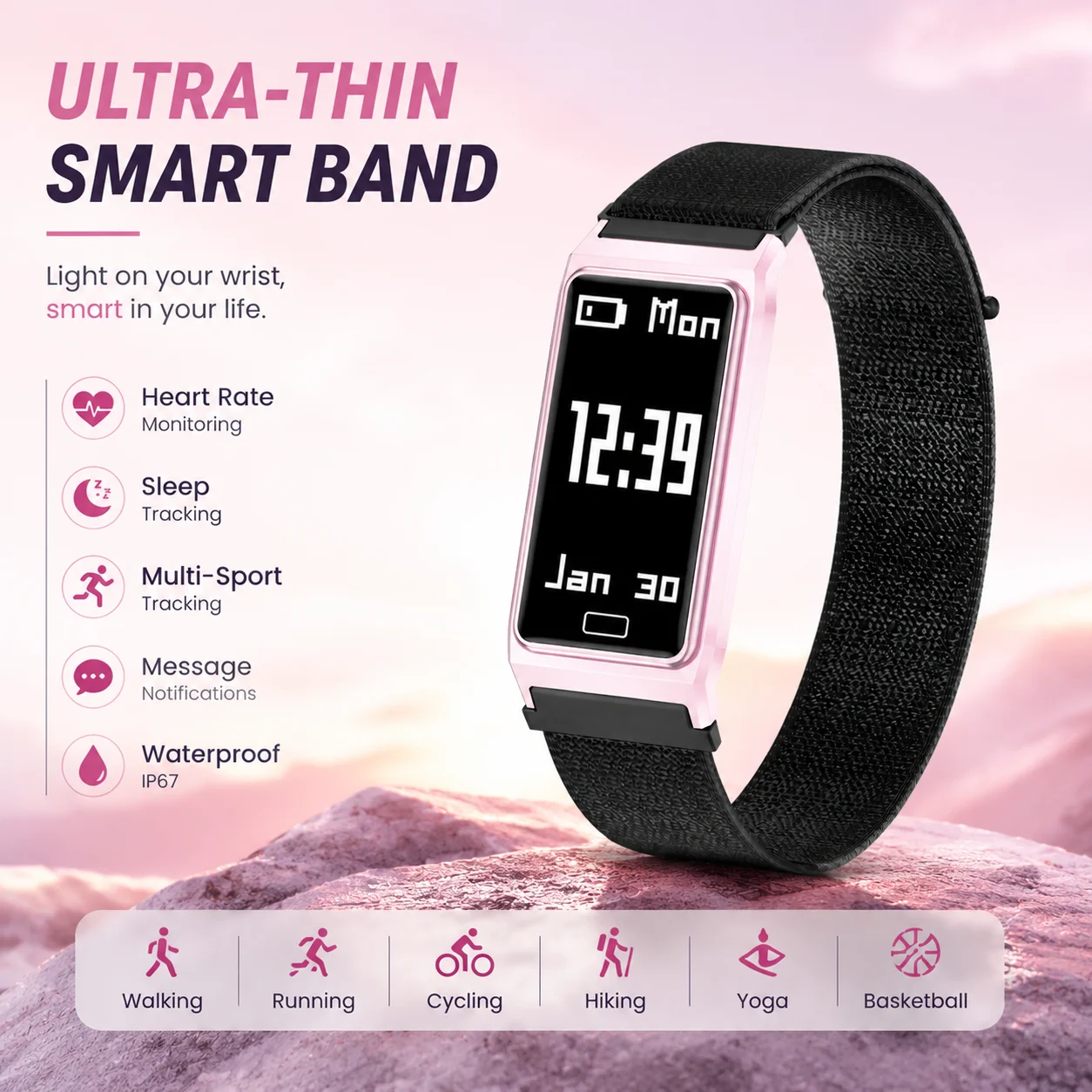 LIGE New Smart Bracelet Ultra-thin Heart Rate Blood Oxygen Sleep Monitor IPX8 Waterproof Smart Watch Sports Women Men Smart Band