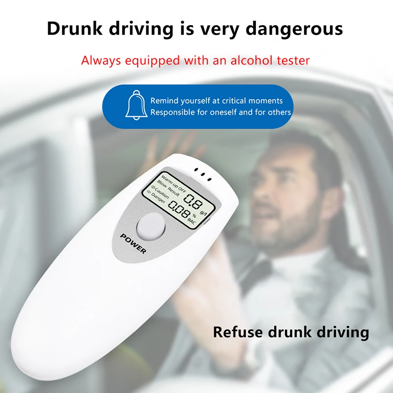 Compact Breathalyzer with Digital LCD Display No-Contact Alcohol Meter Alcohol Detection