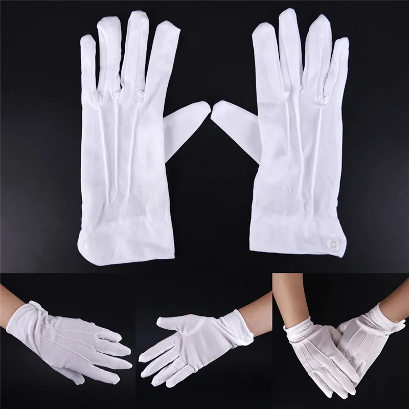 1Pair White Formal Gloves Men White Cotton Uniform GlovesTuxedo Honor Guard Parade Cosplay Costume Inspection Mitten & Gloves