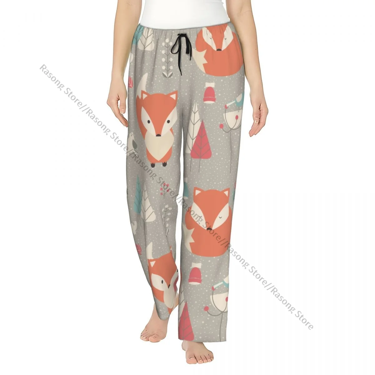 

Женские фланелевые брюки для отдыха, мягкие пижамные штаны с рисунком лисы, зимняя одежда для сна