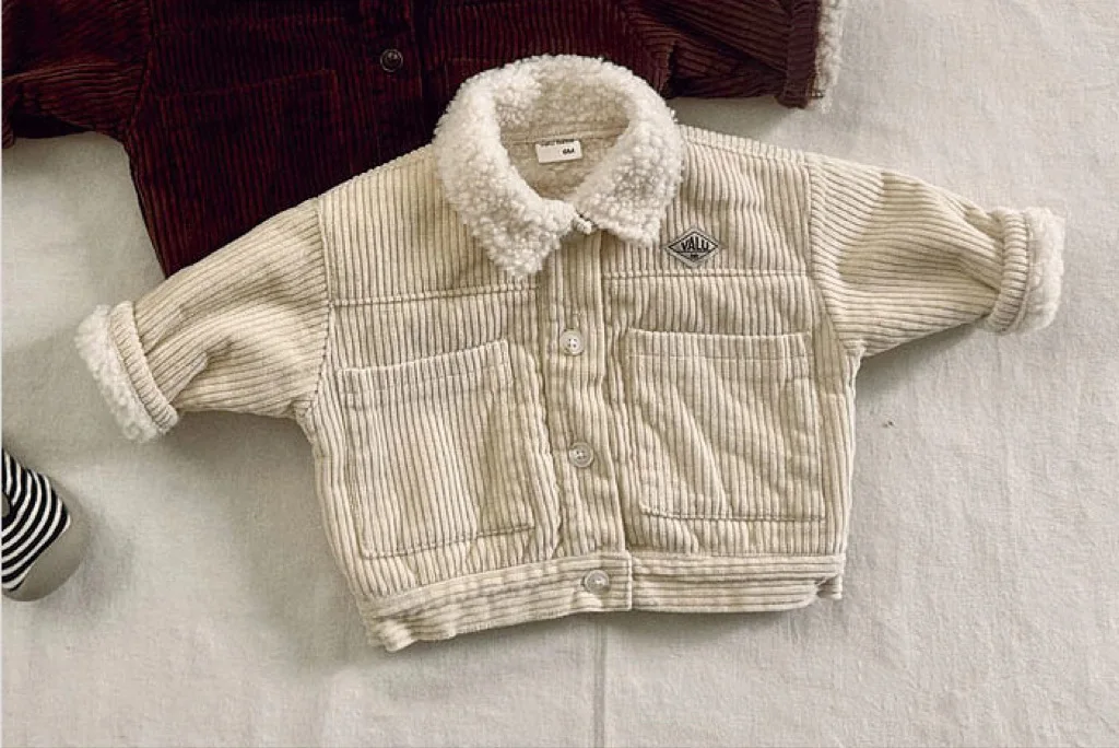 2025年冬新作ベビー長袖フリースコート幼児女児綿入りジャケットプラスベルベット厚手幼児男児暖かいコーデュロイコート