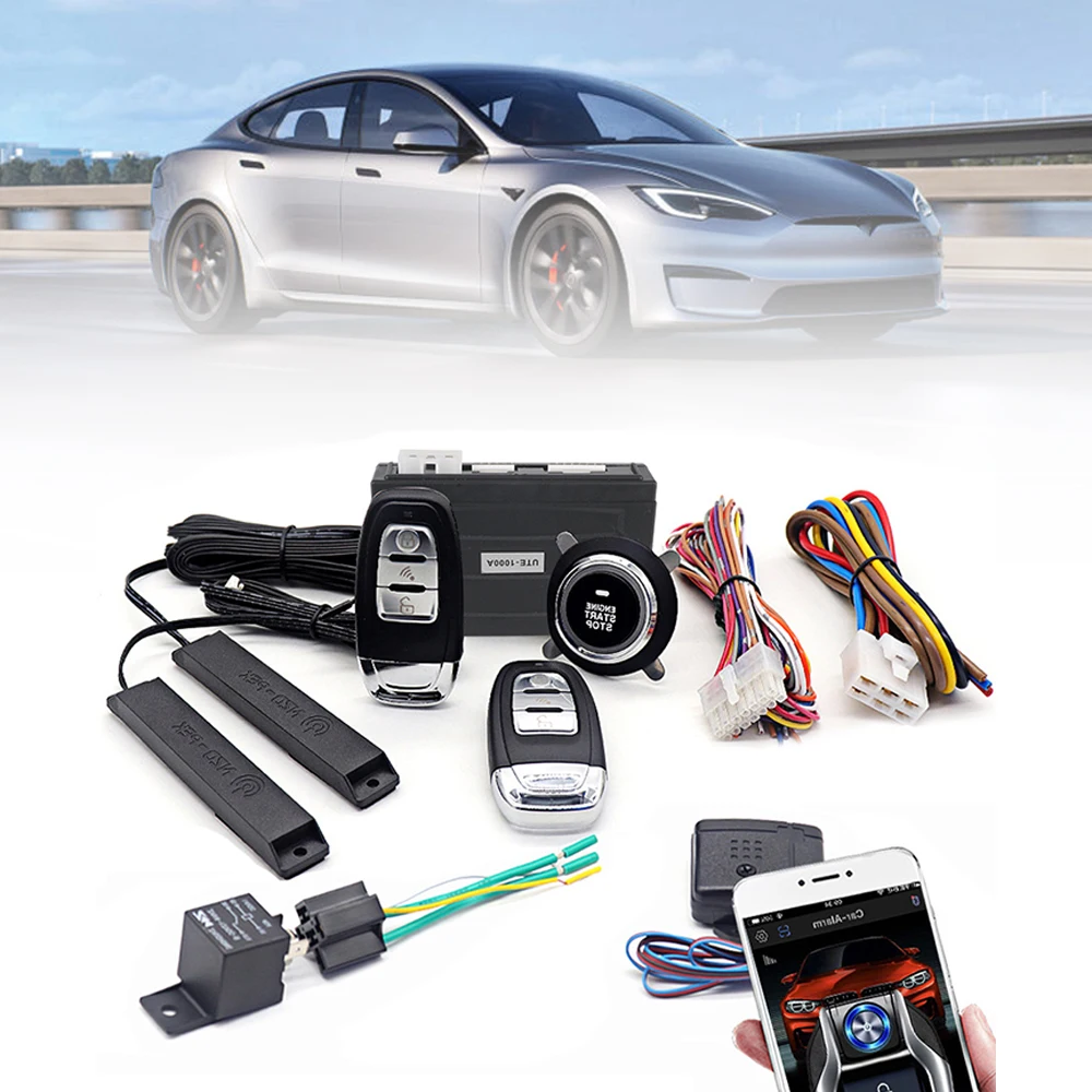 Car Start Stop Keyless Entry System Universal One-button Start Push Systems Smartphone Control Remote Start Kit