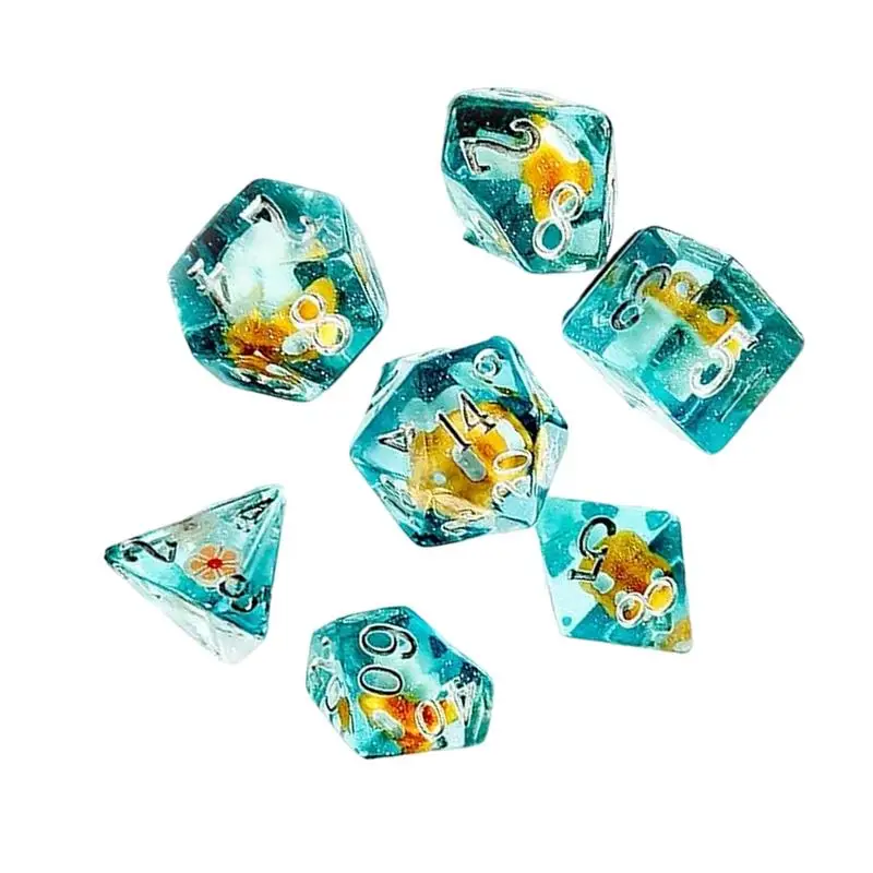 Mushroom Dice Set Table Game Dice Polyhedral Dice Set For Table Games Resin Dice Set Of 7 Small Role Playing Game Dice