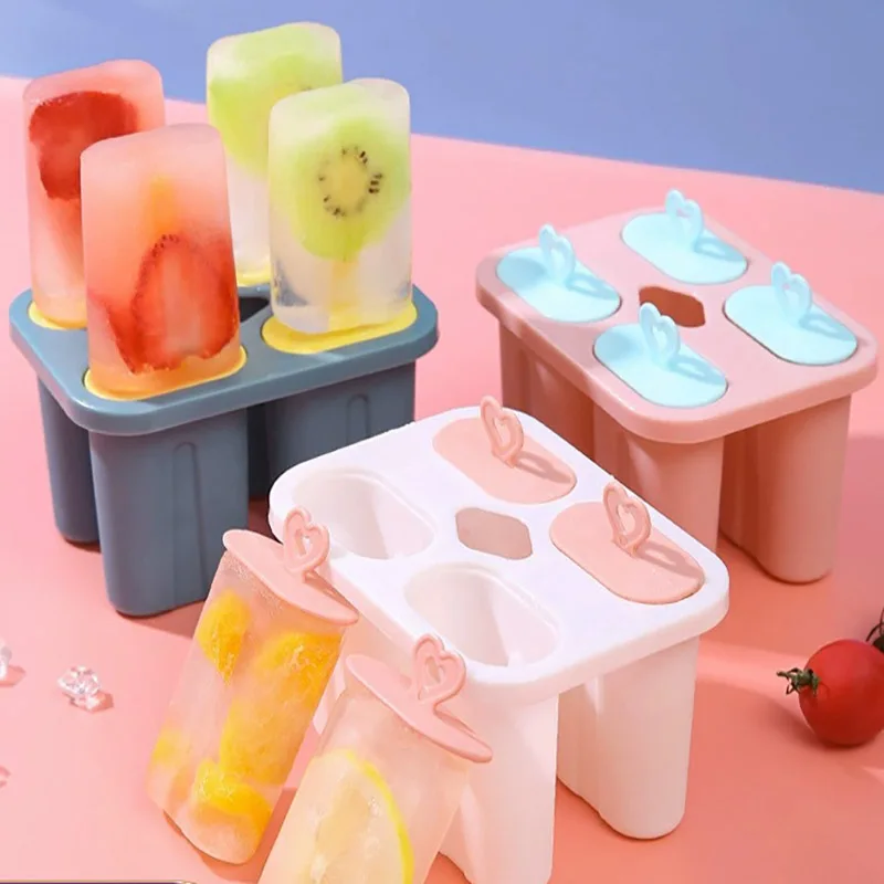 

Popsicle Molds 4 Cavity Popsicle Trays Freezer,Homemade Ice Cream Molds,Large Ice Pop Maker,Reusable Ice Lolly Mould