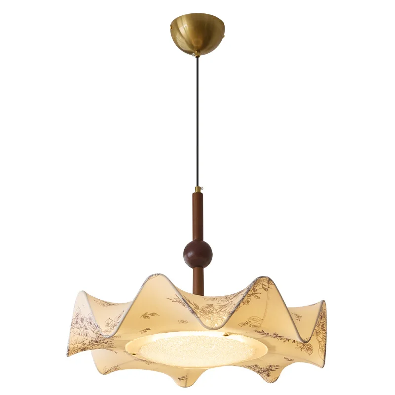 Fabric Pendant Light With Wabi-sabi French Vintage Patterns, High-end Feel, Suitable For Master Bedroom, Study, And Dining Room