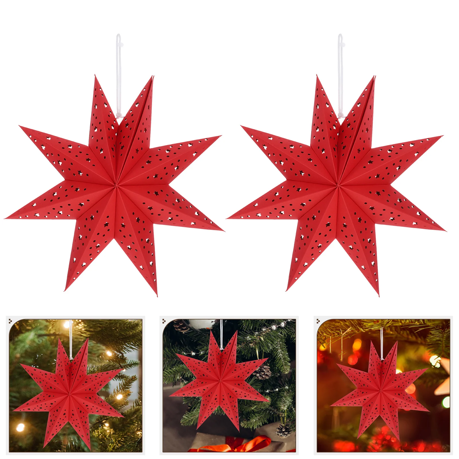 3 Pcs Lantern Shade Star Lamp Outdoor Christmas Lights Charm Lampshade Accessory Covers Paper Decorations