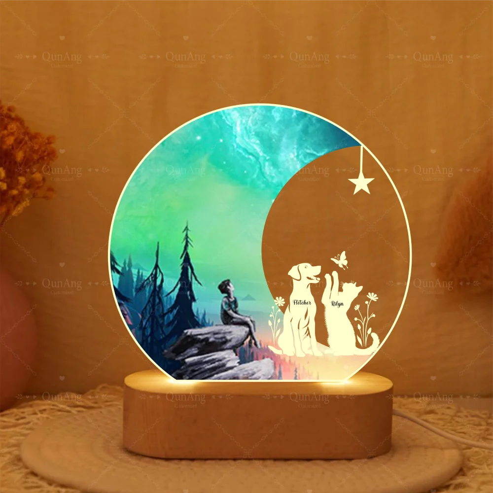 

Personalized Cats Dogs Memorial LED Night Light, Dog Remembrance Pet Memorial Gift Loss of Pets Sympathy Acrylic Plaque Lamp