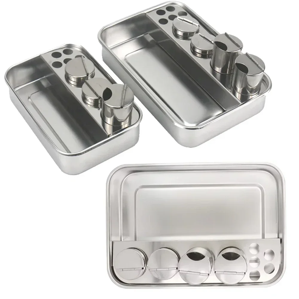 

Стоматологическая туалетная пластина из нержавеющей стали, ящик для хранения инструментов с 3/4 бутылками, стоматологический поднос для стоматологической лаборатории