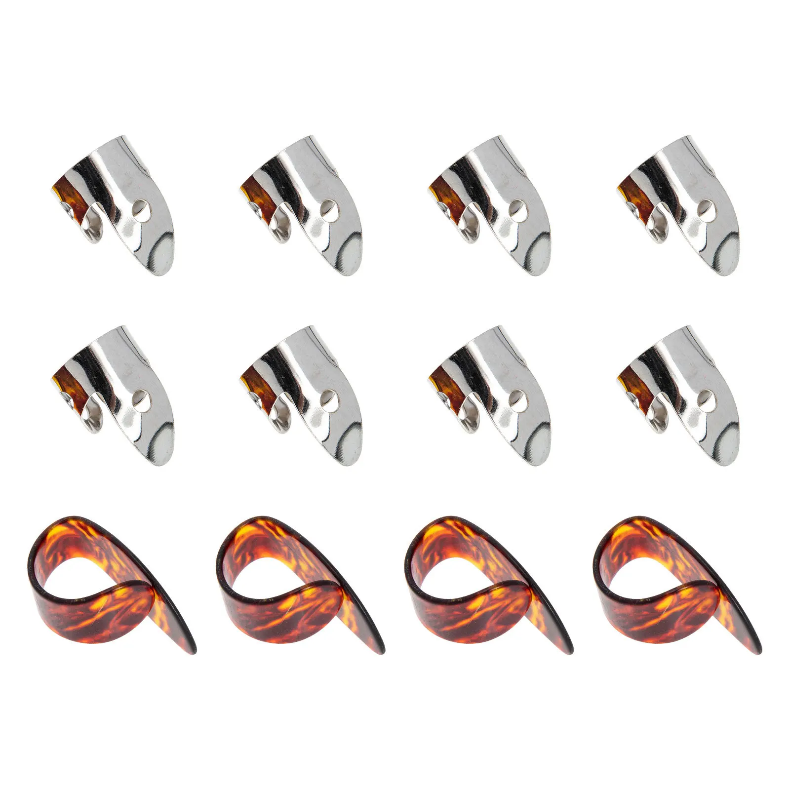 

1Set Adjustable Metal Guitar Finger Picks Stainless Steel Thumb and Finger Protector Practical Caps for Guitarists