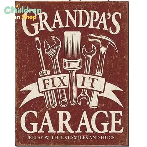 Grandpas Garage Tin Sign Grandad Fix It - 40.5 x 31.5 Genuine Licensed USA - NEW --Tin Sign