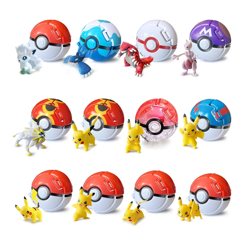 New Pokeball Pokemon Figures Pokemon Ball Anime Figure Pikachu Squirtle Pocket Monster Variant Elf Ball Toys Action Model Gifts