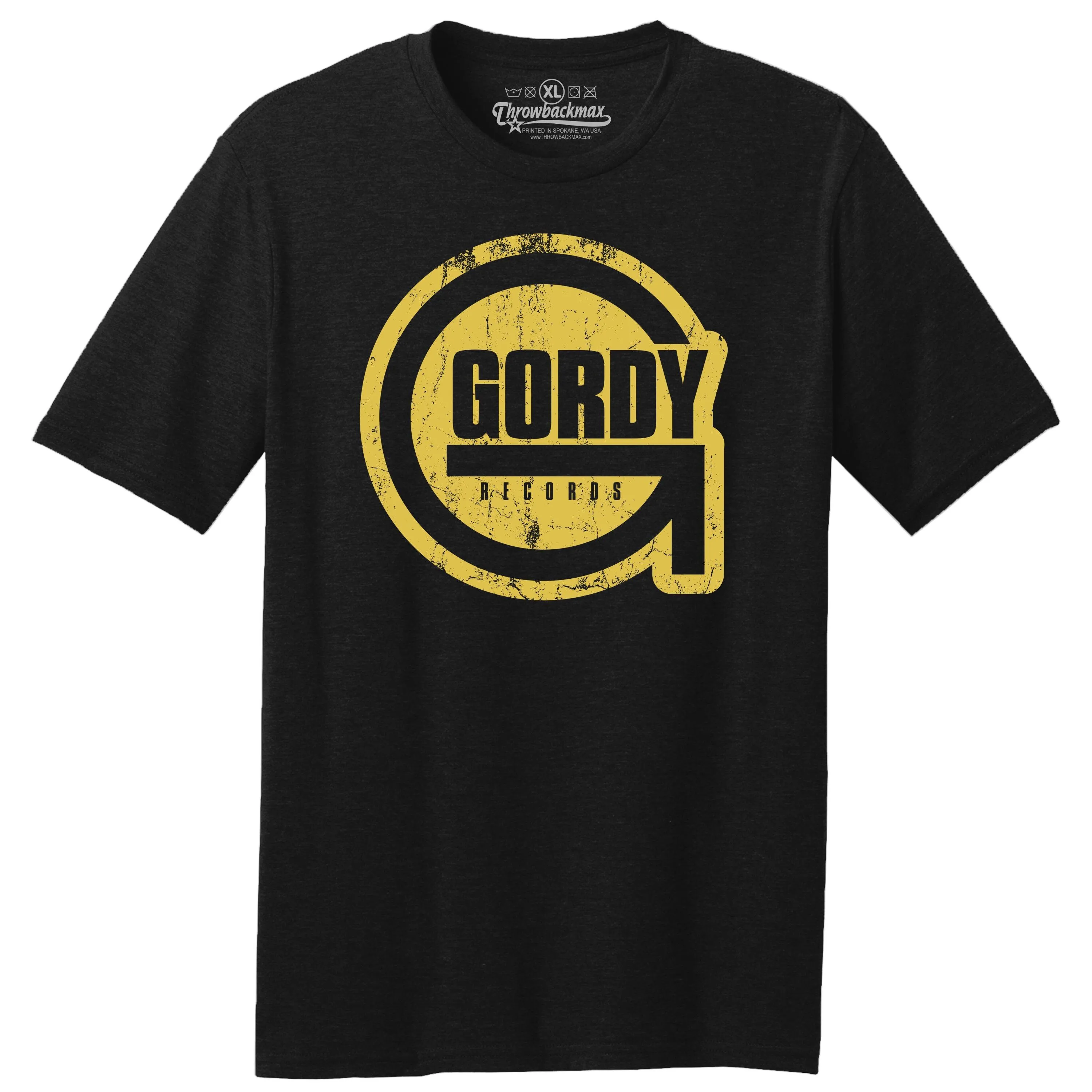 Throwbackmax Gordy Record Label Logo Classic Cut Premium Tri Blend Black T Shirt The Temptations Miracles Martha And Vandellas