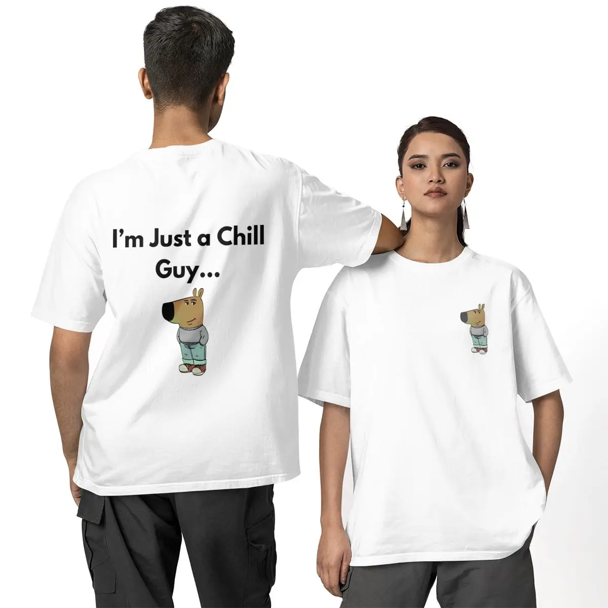 Men's I'm Just A Chill Guy T-Shirts Meme Pure Cotton Top Tees Summer Classic T Shirt O-Neck Fashion Pattern Tshirt Plus Size