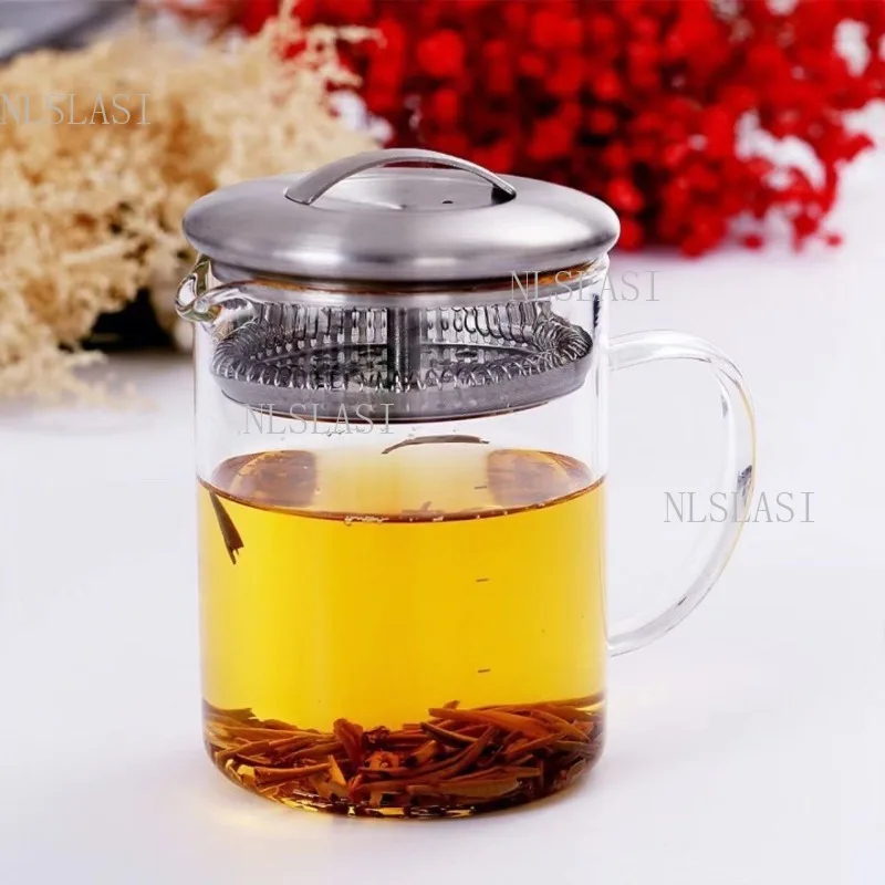 Heat Resistant Glass Teapot Set With Stainless Steel Infuser Transparent Tea Kettle With 4 Glass Cups Kung Fu Tea Ceremony
