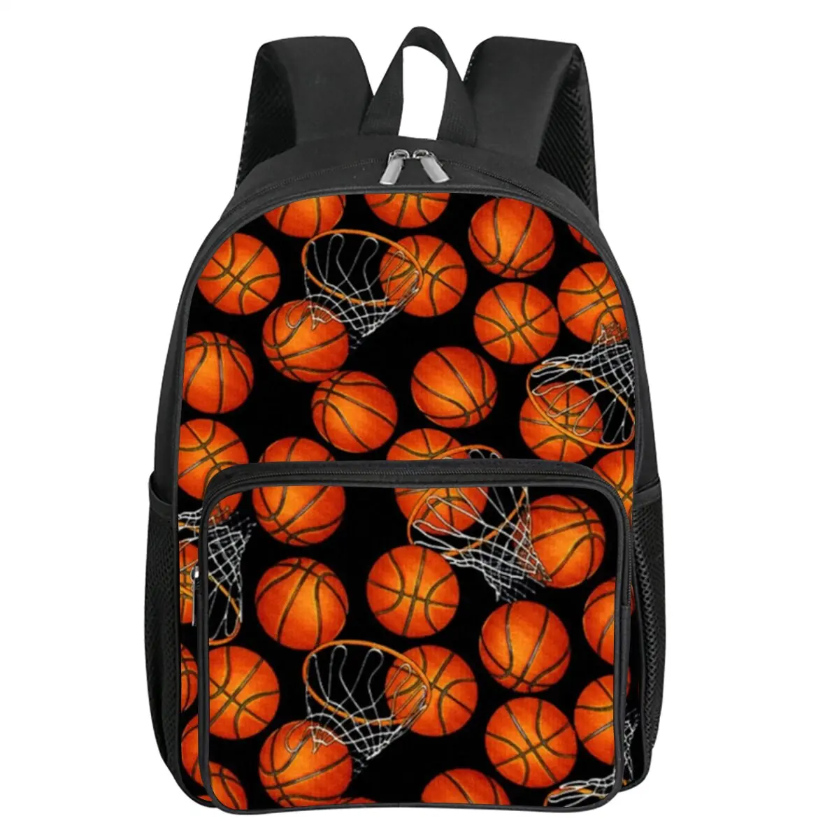 Basketball Patten Square Front Pocket Backpack Zipper Large Capacity for Boy/Girls Best Gift 2D Cartoon Children's School Bag
