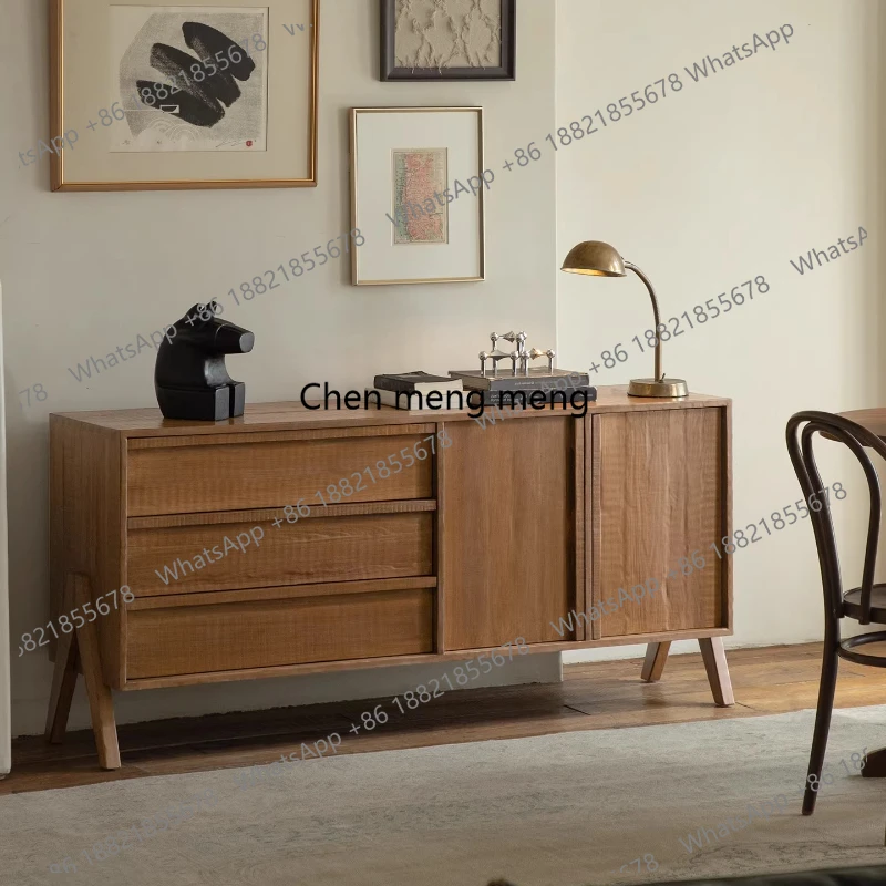 

Japanese-style wabi-sabi wind dining side storage living room solid wood wine cabinet storage cabinet