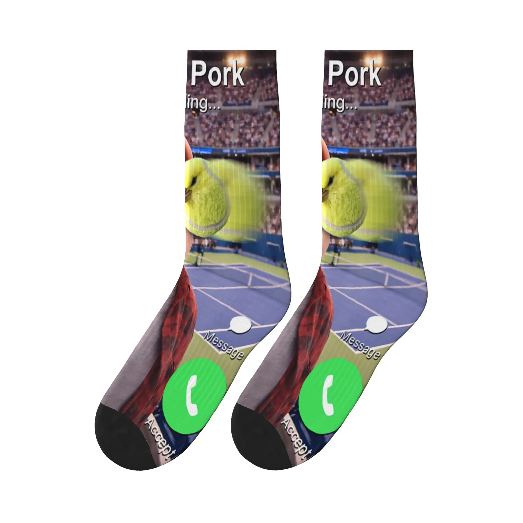 Funny Cute John Pork is Calling with Tennis Ball Bird Meme Socks Anti Stockings Men's Medium Soft  Socks Spring Elegant Socks