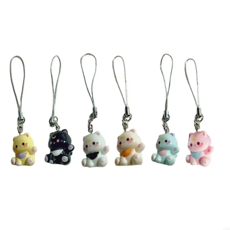 

652F Lovely Sturdy Resin Cats Pendant Keychain for Girls Fashionable Lovely Keyring Decorative Gifts for Backpack or Bag
