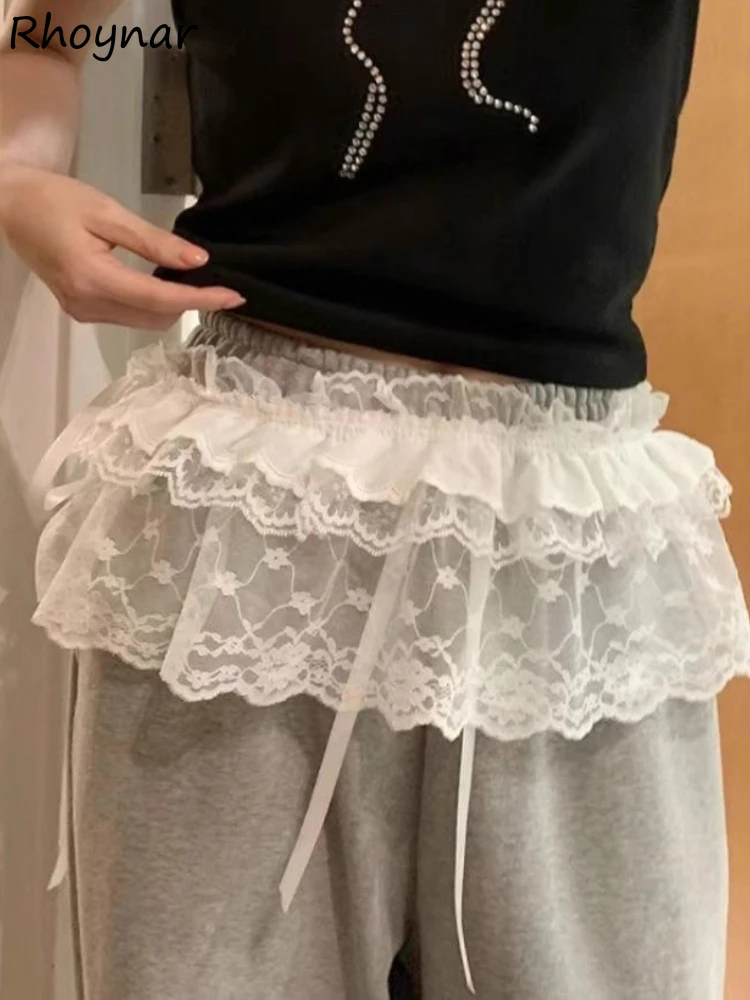 

Lace Skirts Women Solid Summer Sweet Y2k Korean Style All-match Design Mini Leisure Breathable Girls Simple Streetwear Fashion